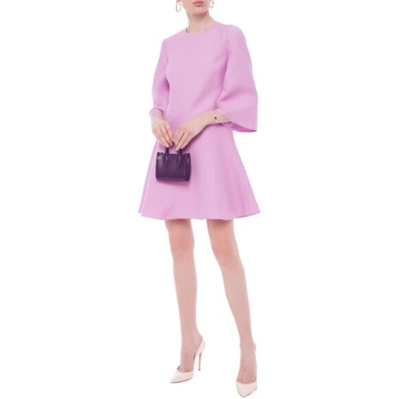 Valentino Dresses & Skirts - 600 E Valentino NWT Wool and Silk Blend Mini Dress Flute Hem Bell Sleeves Lavend